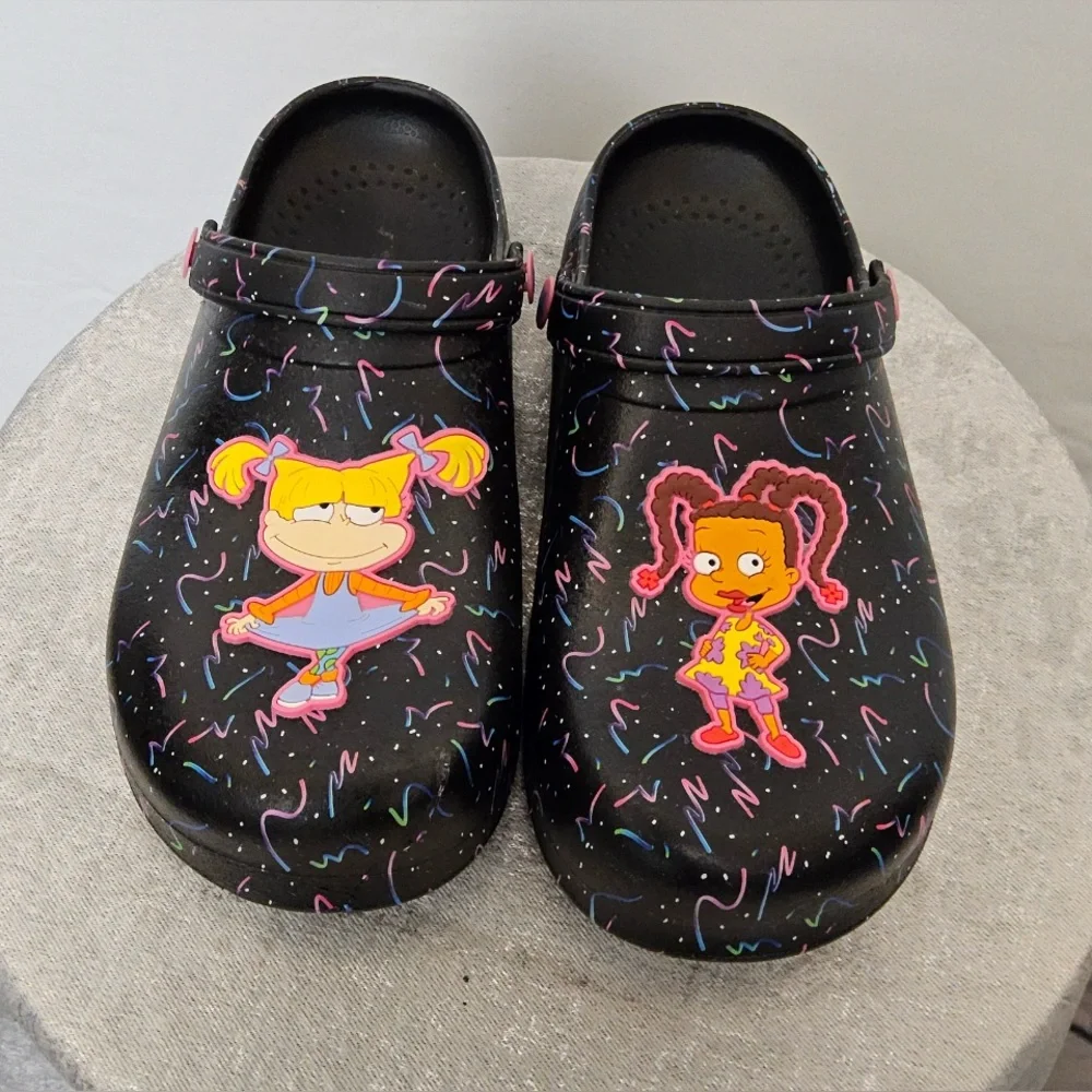Rugrats CartoonClogs,Angelica &Susie.Black Multicolor Kids. Size US 2/3 (O4)✨✨